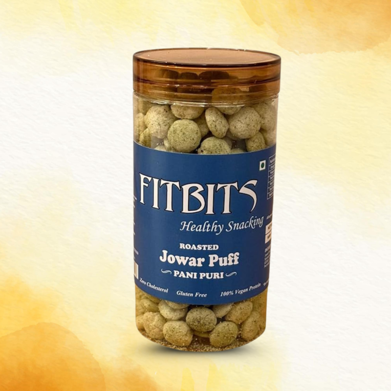 FITBITS Roasted Jowar Puff - Pani Puri Flavor | healthy snacks | 80grams
